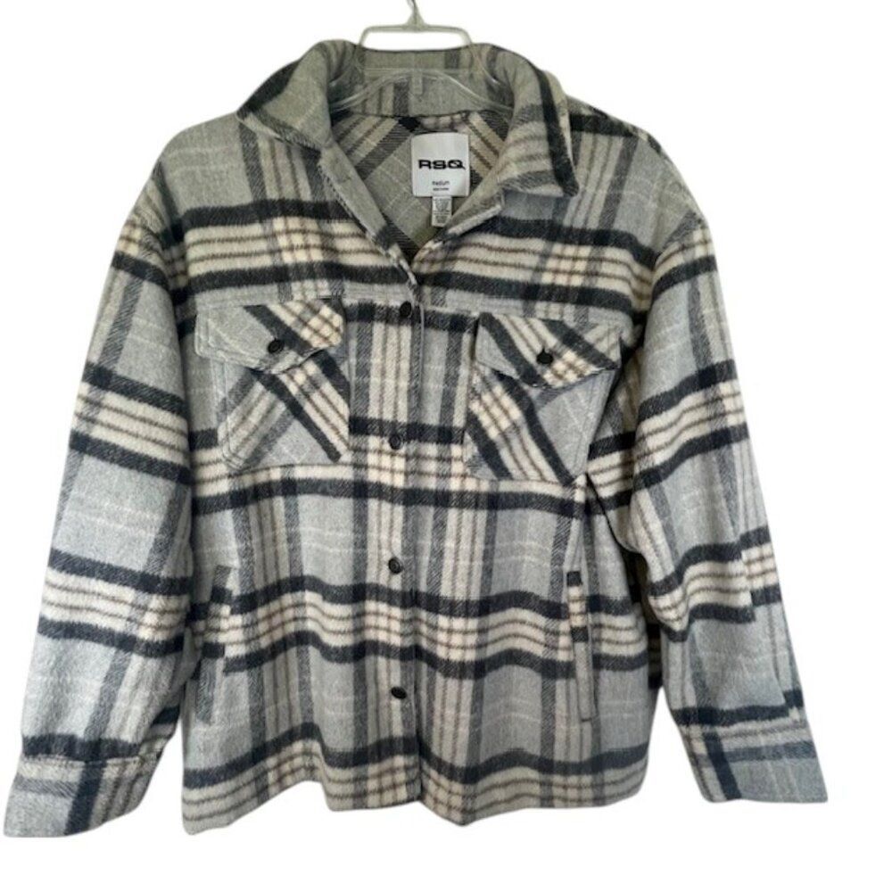 RSQ Gray and Black Button Up Shacket- Size M